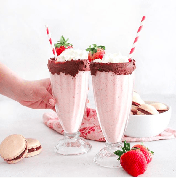 Strawberry Milkshake with ice cream picture